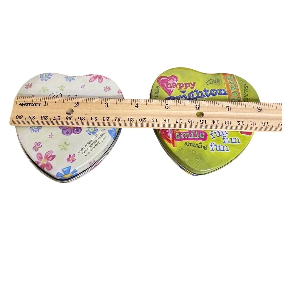 Brighton Heart‎ Shaped Tin Lot Jewelry Trinket Organizer Storage Set